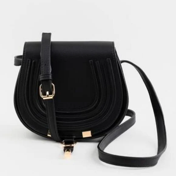 NWT Francesca's Women's Camilla Saddle Black Crossbody - Picture 4 of 7